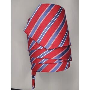 SILK Red Blue Stripe REPP Tie mens Executive Modern Necktie Boardroom Nautical